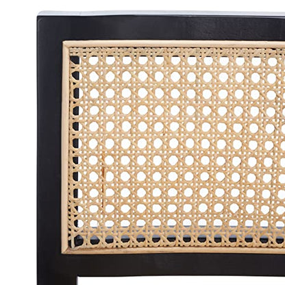SAFAVIEH Home Collection Seika Black and Natural Rattan 25-inch Counter Stool