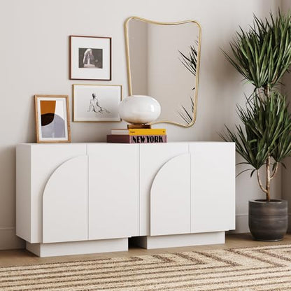 Nathan James Iris Mid-Century Modern Credenza, White TV Stand, view 4