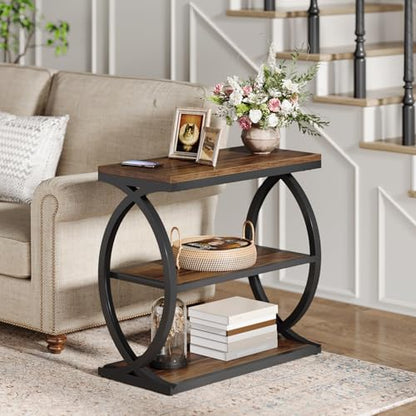 Tribesigns 3-Tier Narrow End Table Set of 2, Bedside Nightstand, Brown