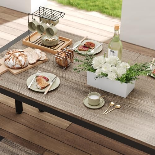 63" Dining Room Table Set for 6, Kitchen Table with 2 Benches and 2 Stools, Dining Table Set with Metal Frame, Space-Saving Kitchen Table Set for Apartment, Grey