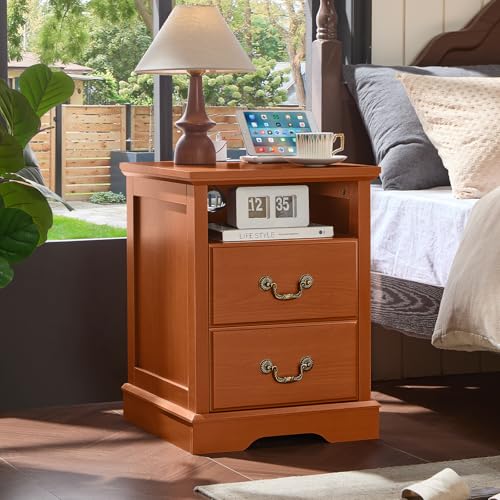 Farmhouse Dresser and Nightstand Sets 3 Piece, Wood 47" Tall 6 Chest of Drawers & Rustic 18" Night Stand Set of 2 with Charging Station, Furniture Dressers Set for Bedroom, Home Living Room
