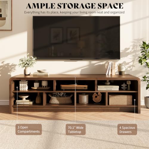 70" Fluted TV Stand with 4 Deep Drawers, view 5