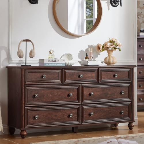 54" Dresser for Bedroom, Farmhouse 7 Drawers Dressers with Gourd Legs, view 2