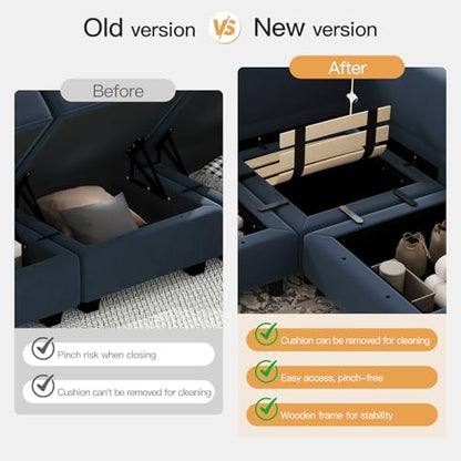 Modular Velvet Sectional Sofa with Storage Seat Oversized U Shaped Couch with Reversible Chaise Sofa Set with Ottoman Blue