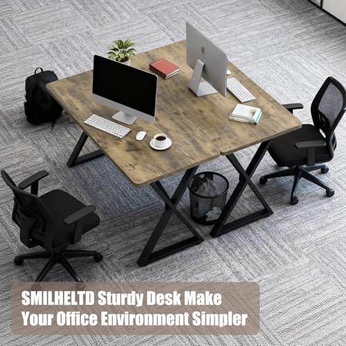 Heavy Duty Office Desk 47.2" – 800 lbs Capacity, 45 lbs Net Weight Computer Workstation, 1" Thicker Desktop, Strong Metal Frame, No Wobble for Home Office Gaming Vintage Gray