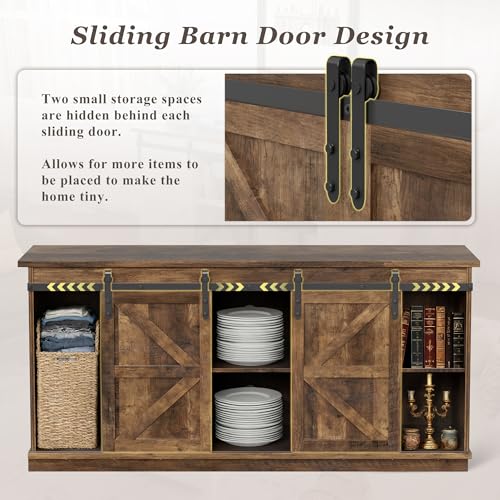 58" TV Stand for TVs up to 65", Sliding Barn Doors, Barnwood, view 6