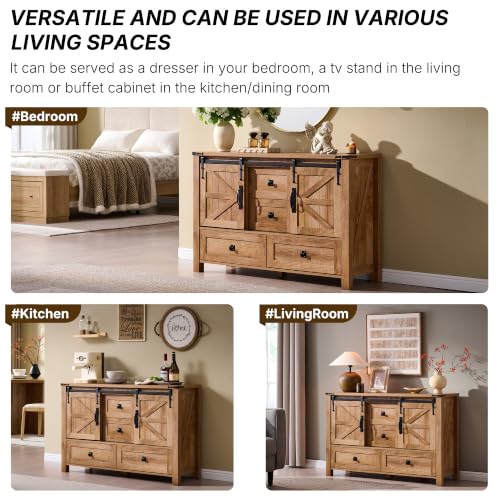 48" Wide Farmhouse Sideboard Buffet Cabinet, Light Tree Knot, view 7