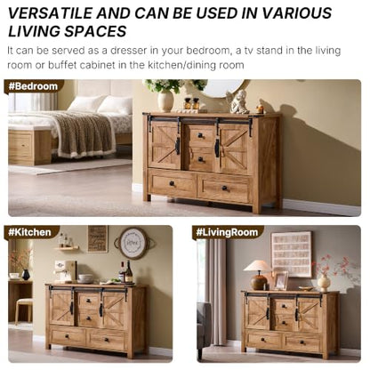 48" Wide Farmhouse Sideboard Buffet Cabinet, Light Tree Knot, view 7