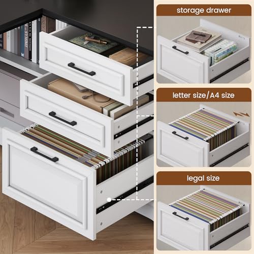 Farmhouse 61" Executive L Shaped Desk with Drawers for Home Office, view 5