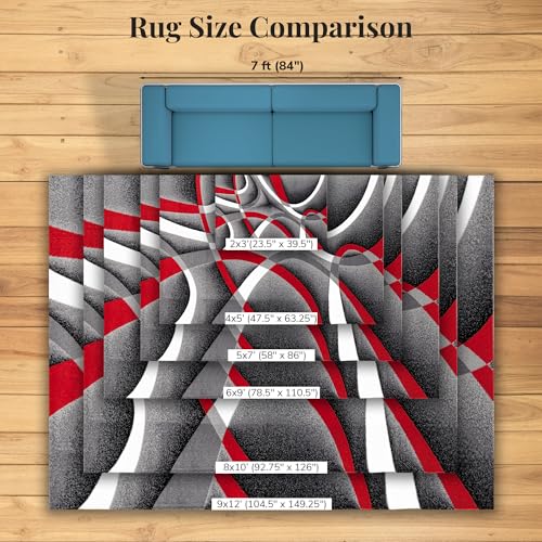 2305 Gray 4 ft x 5 ft Modern Abstract Area Rug | Modern Carpet for Living Room