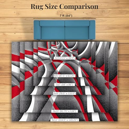 2305 Gray 4 ft x 5 ft Modern Abstract Area Rug | Modern Carpet for Living Room