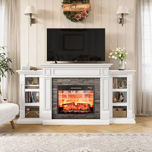 72" Electric Fireplace with Mantel, Fireplace TV Stand for TVs Up to 80 Inch, view 3