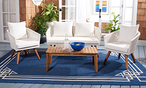 SAFAVIEH Outdoor Collection Velso Beige/Beige/Natural Solid Wood 4-Piece, view 3