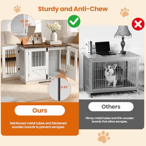 39.4" Dog Crate Furniture, Indoor Dog Kennel Furniture for Small Medium Dogs, view 5