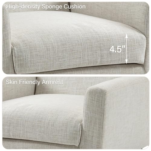 Mid-Century Modern Linen Blend Accent Chair, Beige, Set of 2