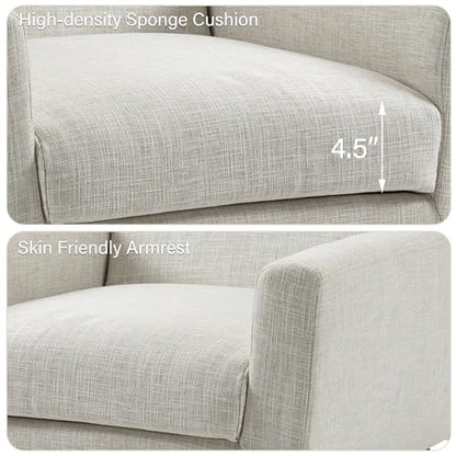 Mid-Century Modern Linen Blend Accent Chair, Beige, Set of 2