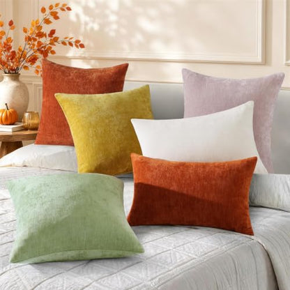 Soft Chenille Rust Throw Pillow Covers 20X20 Set of 2, view 5
