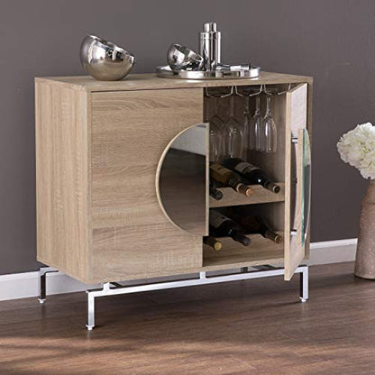Northdom Bar Cabinet with Wine Storage - Transitional Design, Natural Iron and Wood - Ideal for Living Room, Home Bar (HZ1114405)