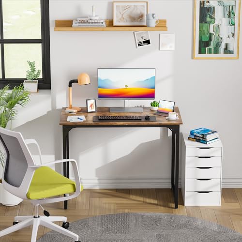 PayLessHere | 39 Inch Computer Desk | Brown | Sturdy Office Desk, view 3