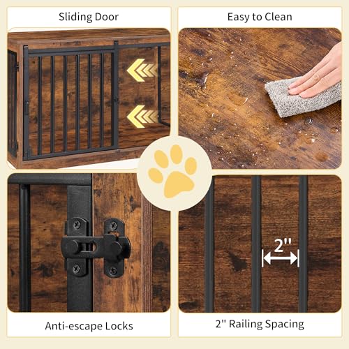 77.6 in Double Dog Crate Furniture, Dog Crates for 2 Dogs, view 6