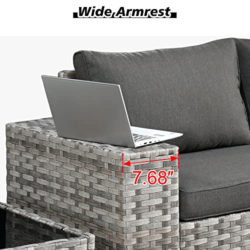 Outdoor Patio Sectional Furniture Sofa Set with Widened Armrest,12 Piece Large Modern Wicker Couch,Modular L Shaped Conversation Seating Set with Table for Out Door Garden Corner(Black)