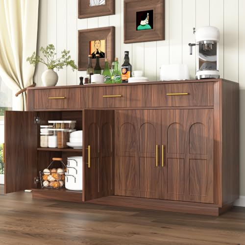 Sideboard Buffet Cabinet with 3 Drawers, view 6