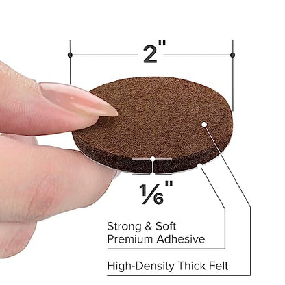 Felt Furniture Pads - 24 Pcs 2" Round - Chair & Floor Protectors - For Hardwood Floors - Protect Your Floors! (Brown)