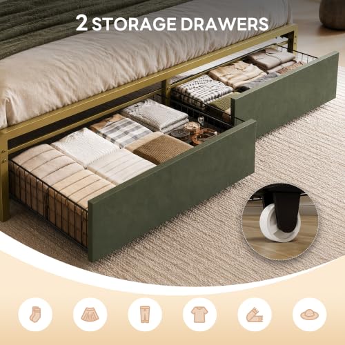 King Size Bed Frame with 2 Drawers and Charging Station, view 5