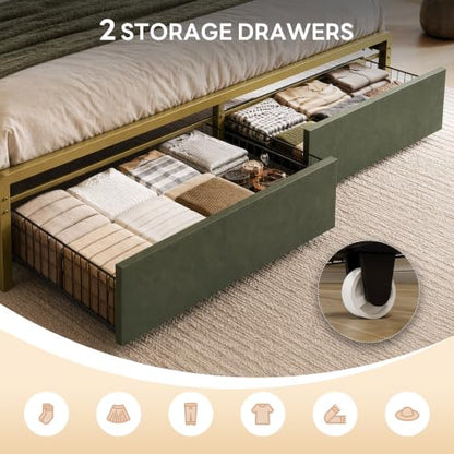 King Size Bed Frame with 2 Drawers and Charging Station, view 5