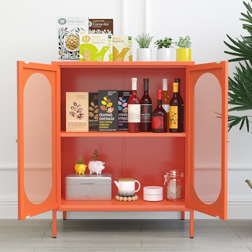 2 Door Accent Cabinet, Metal Storage Cabinet with Adjustable Shelf, view 5