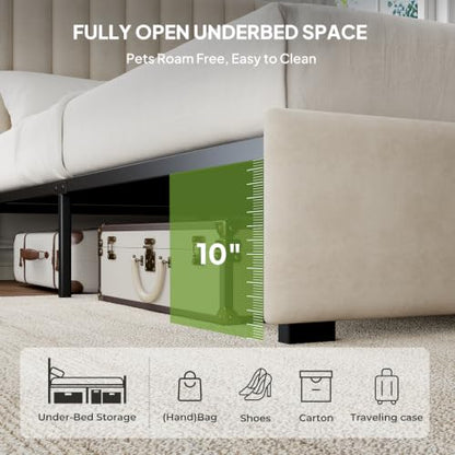 Queen Upholstered Bed Frame with Headboard, view 6