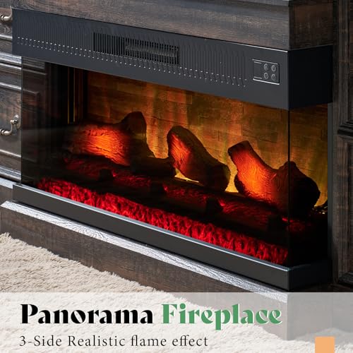 75" Fireplace TV Stand with LED Flame Entertainment Center, view 6