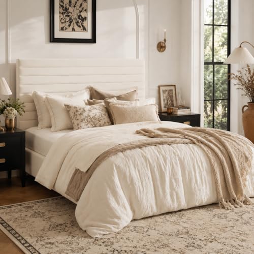Full Bed Frame, Velvet Upholstered Bed with Adjustable Headboard, view 4