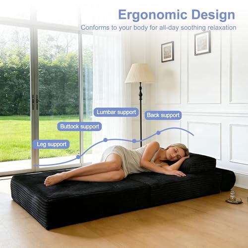 Sectional Cloud Couch, Folding Sofa Bed with Pillow, Fold Out Sleeper Chair