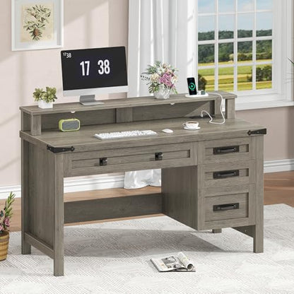 47" Farmhouse Computer Desk with 4 Drawers for Home Office, Bedroom, view 4