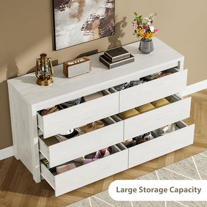 6 Drawer Dresser for Bedroom, Wood Chest of Drawers Handle Free, view 5