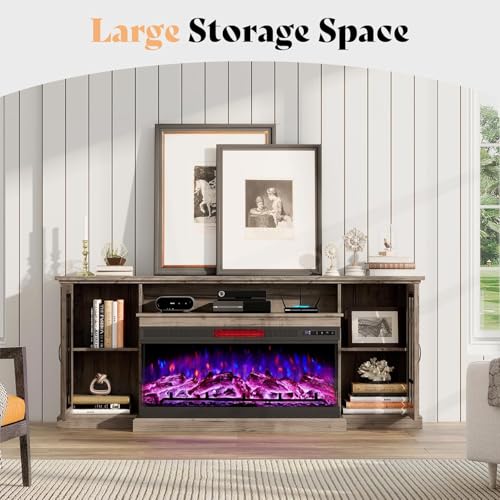 75in 3-Sided Glass Fireplace TV Stand for TVs up to 85", view 6