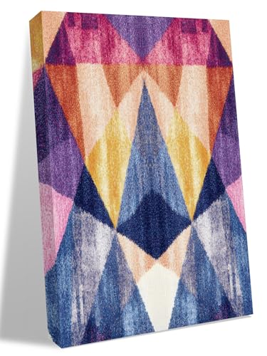 NuYeBiofx Gradient Colorful Geometric Canvas Wall Art Prints,48"x32" Framed Picture Artwork Abstract Watercolor Art Printed Canvas Oil Painting for Living Room Bedroom Office,Ready to Hang