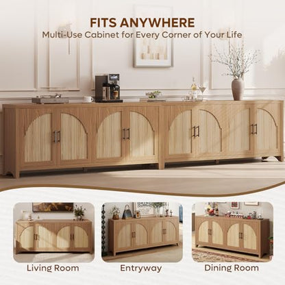 70" Sideboard Buffet Cabinet with Storage, Boho Credenza Storage Cabinet, view 5