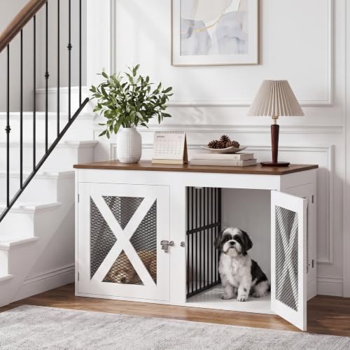 41.3" Dog Crate Furniture with Removable Divider, 3 Doors, view 7