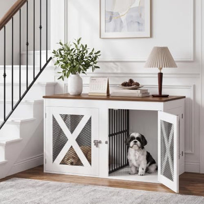 41.3" Dog Crate Furniture with Removable Divider, 3 Doors, view 7