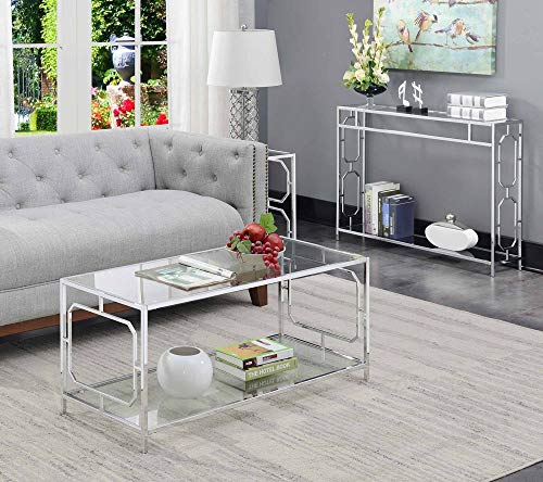 Omega Chrome Coffee Table, Clear Glass / Chrome Frame