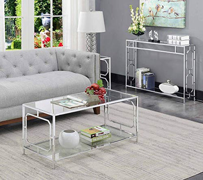 Omega Chrome Coffee Table, Clear Glass / Chrome Frame
