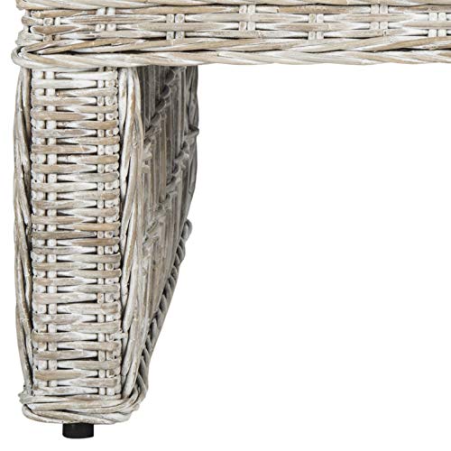 SAFAVIEH Home Collection Hila White Wash Wicker Coffee Table