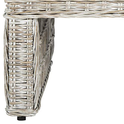 SAFAVIEH Home Collection Hila White Wash Wicker Coffee Table