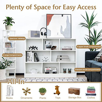 8-Cube Bookcase, Wood 3 Tier Open Storage Bookshelf, Modern Multipurpose Display Cabinet for Living Room, Study, Reading Nook, 48 x 12.5 x 36.5 Inch, White