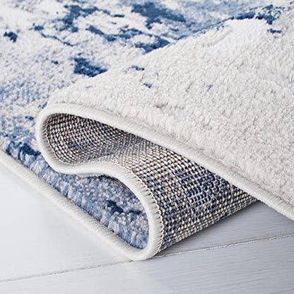 SAFAVIEH Skyler Collection Runner Rug - 2'2" x 9', Grey & Navy, Modern Abstract Design, Non-Shedding & Easy Care, Ideal for High Traffic Areas in Living Room, Bedroom (SKY562M)