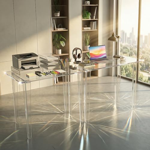 Acrylic Desk, Clear Acrylic Table, Modern Home Office Study Table, view 7