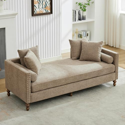 75.2" W Retro Oversized Chaise Lounge Chair Indoor with Left & Right Armrest, view 2
