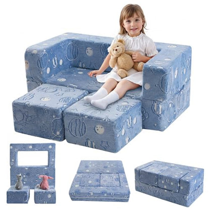 Glow Modular Kids Couch, Blue Space